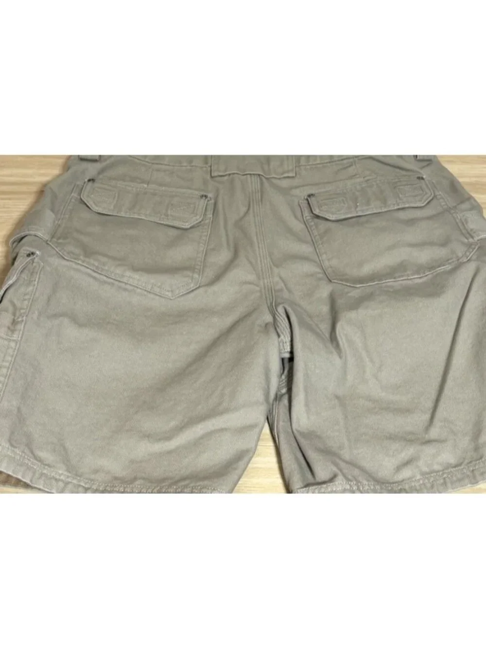Duluth Trading Work Utility Canvas Cargo Shorts Sz 38 Khaki Brown 100% Cotton